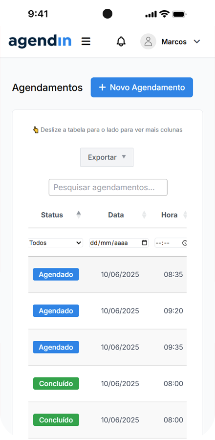 Painel de Controle - Agendamentos