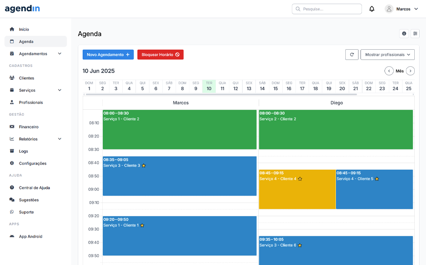 Painel de Controle - Agenda