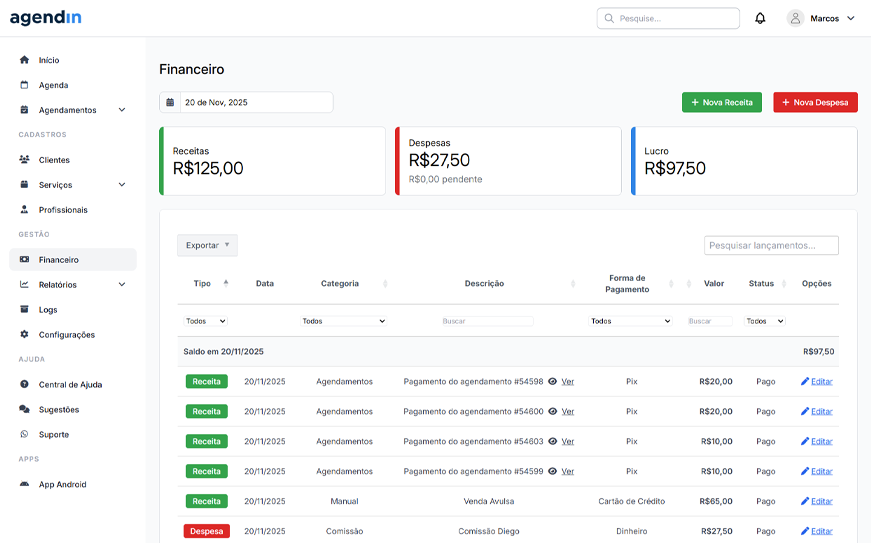 Painel de Controle - Financeiro